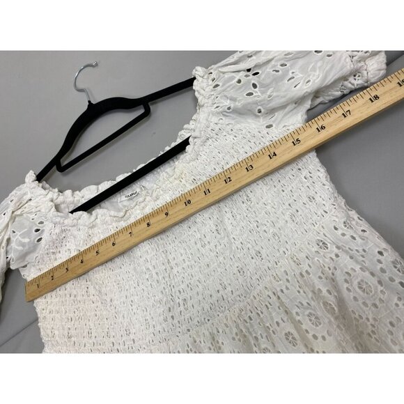 TULAROSA QUINN Off The Shoulder Lace Smocked Dress White Sz Small beach wedding - Picture 8 of 12